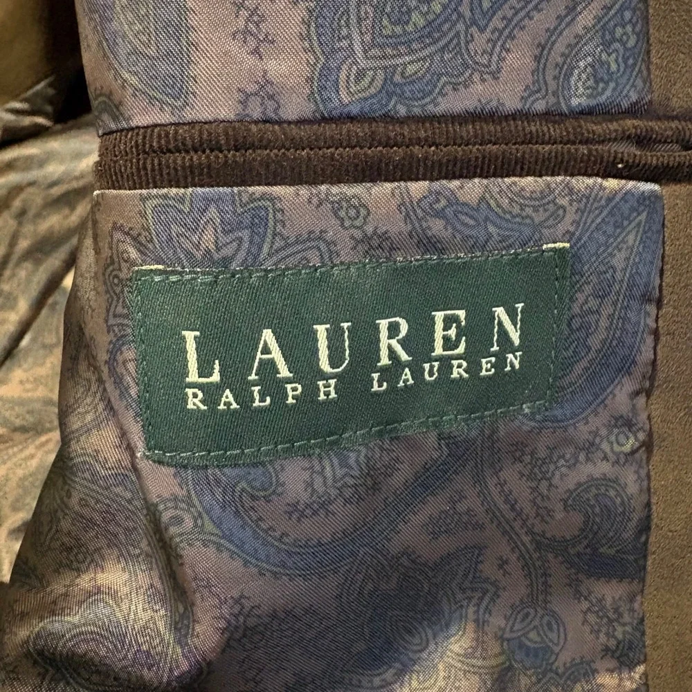 Ralph Lauren Quilted Blazer 42L Brown Diamond Quilt Paisley Lined Elbow Patch
